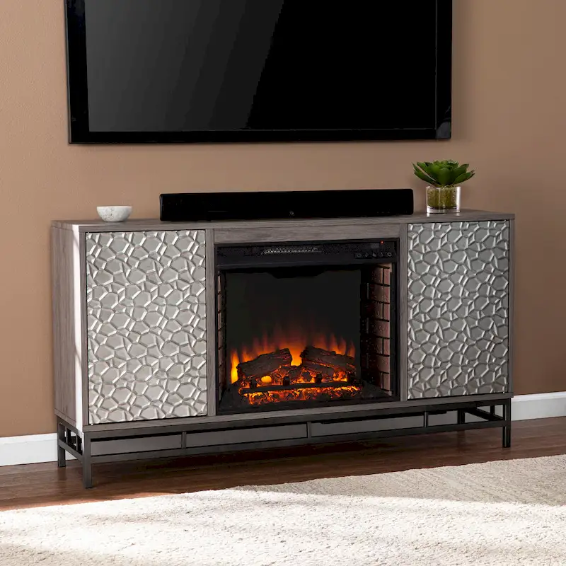 Hampden Contemporary Gray Wood Electric Fireplace