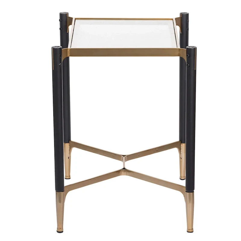 A&B Home Park View Matte Black and Gold Rectangle Occasional Table