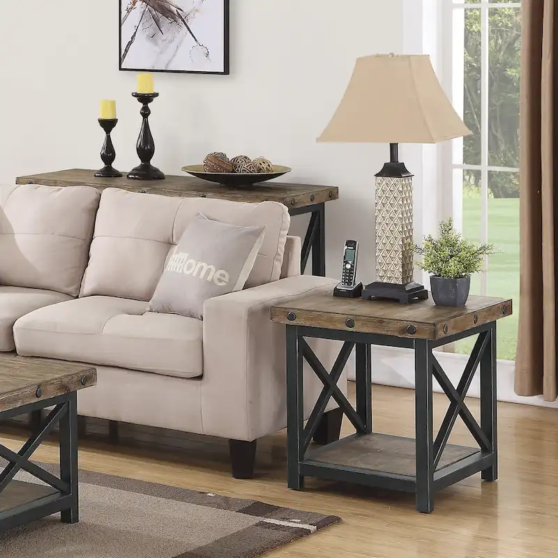 Homestyles Carpenter Brown Wood End Table - 21 x 23 x 25