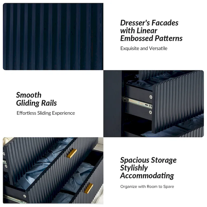 Gilb Modern 3-Drawer Dresser Nightstand with Metal Legs Set of 2 by HULALA HOME