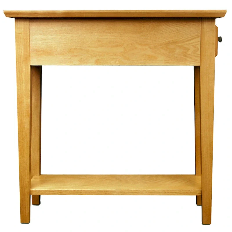 Solid Wood Narrow Side Table with Drawer and Shelf
