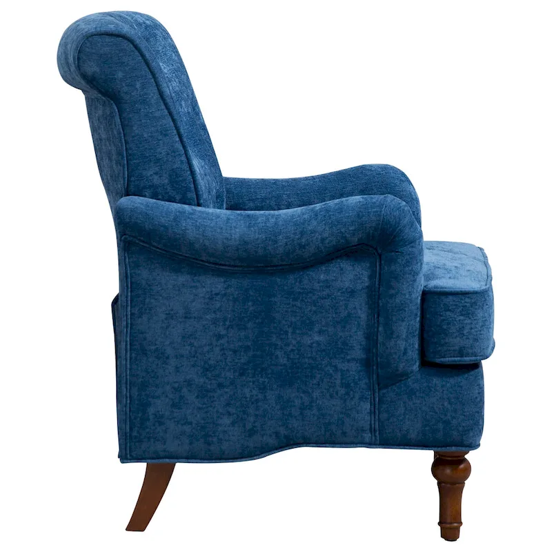 Chenille Fabric Accent Chair with Retro Wooden Legs, High-Density Foam and Spring Cushion, and 300 lbs Weight Capacity