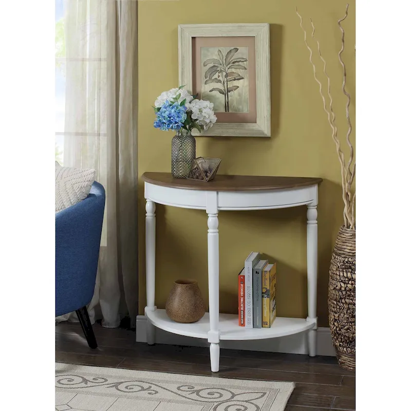 Convenience Concepts French Country Half-Round Entryway Table with Shelf