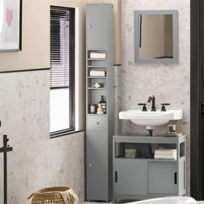 Black Bathroom Tall Cabinet - 7.87 D x 7.87 W x 70.87 H