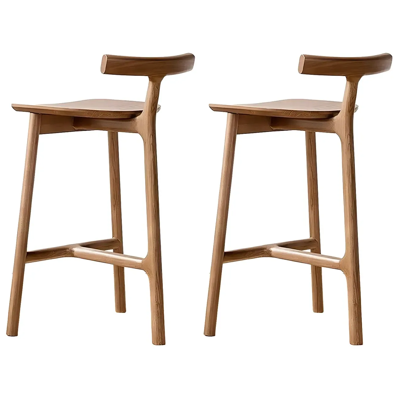 Natural Tripod Ash Wood Fabric Armless Bar Stool