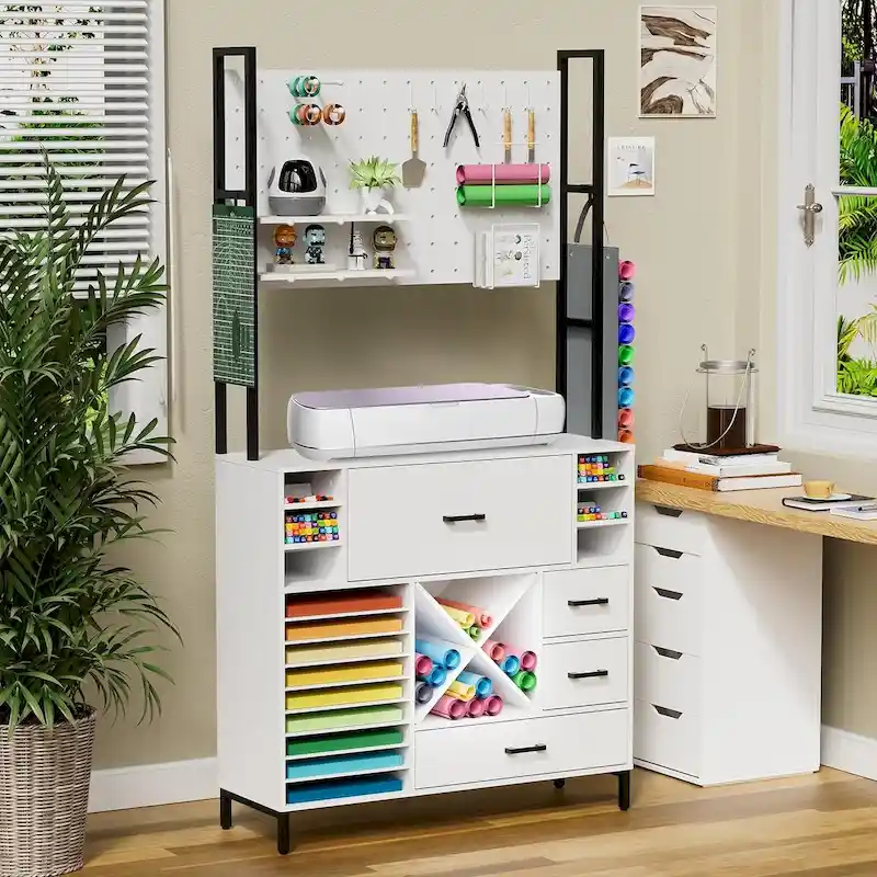 White Craft Organizers and Storage Cabinet