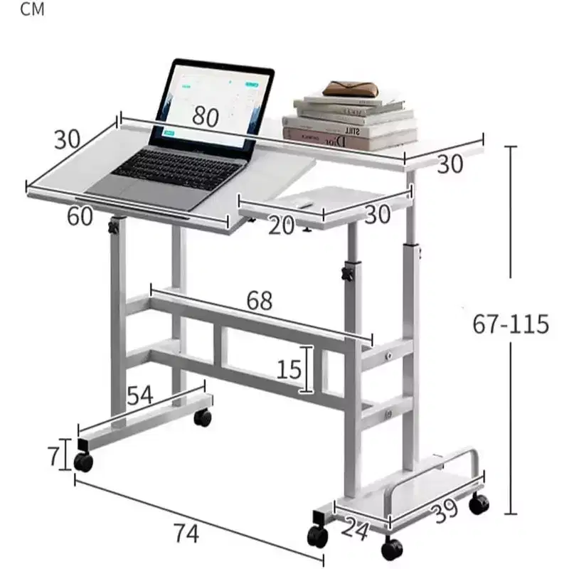 Adjustable Height Mobile Standing Desk,Spacious Portable Computer Workstation,Rolling Place-Stand Table with Lockable Wheels for Office & Small Spaces