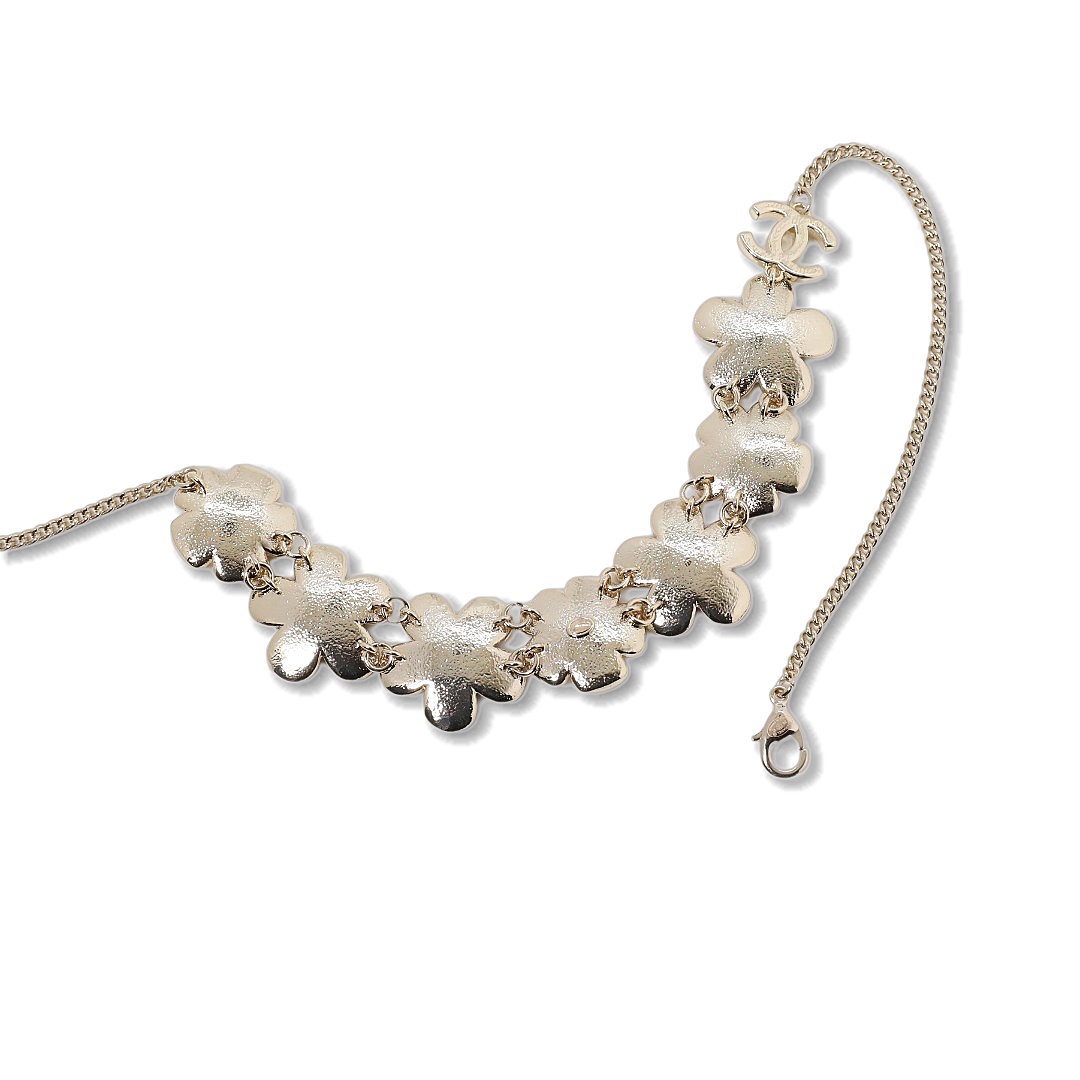 CCN446 Chanel Cowboy denim flower charm choker necklace - ccjewelryacc