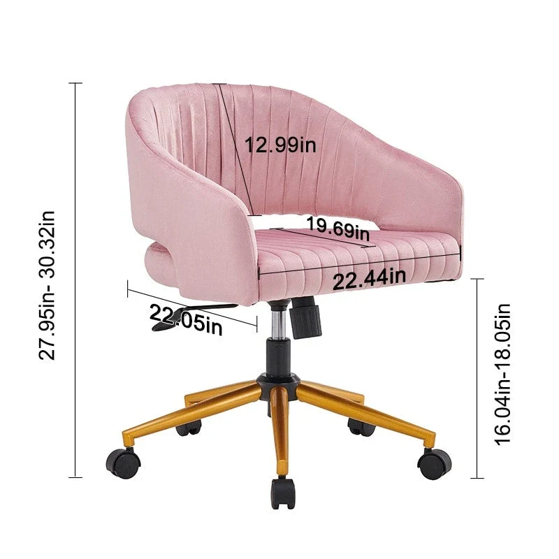 Modern Gold Office Chair Velvet Task Chair Swivel Height Adjustable Computer Chair