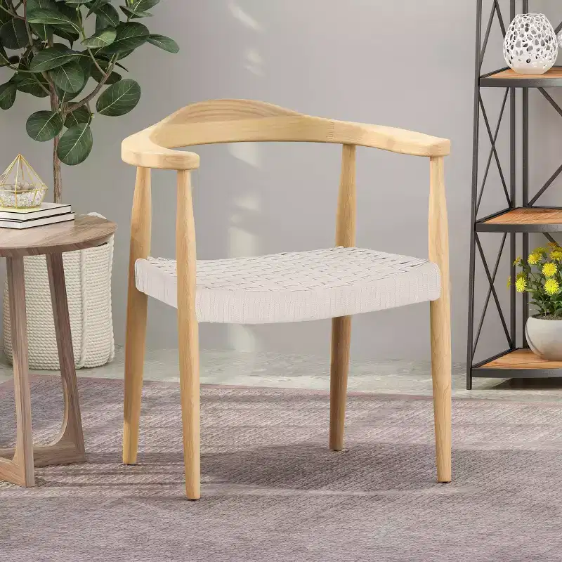 Palmyra Mid Century Modern Chair White - Christopher Knight Home: Wool & Cotton Blend, No Assembly Required