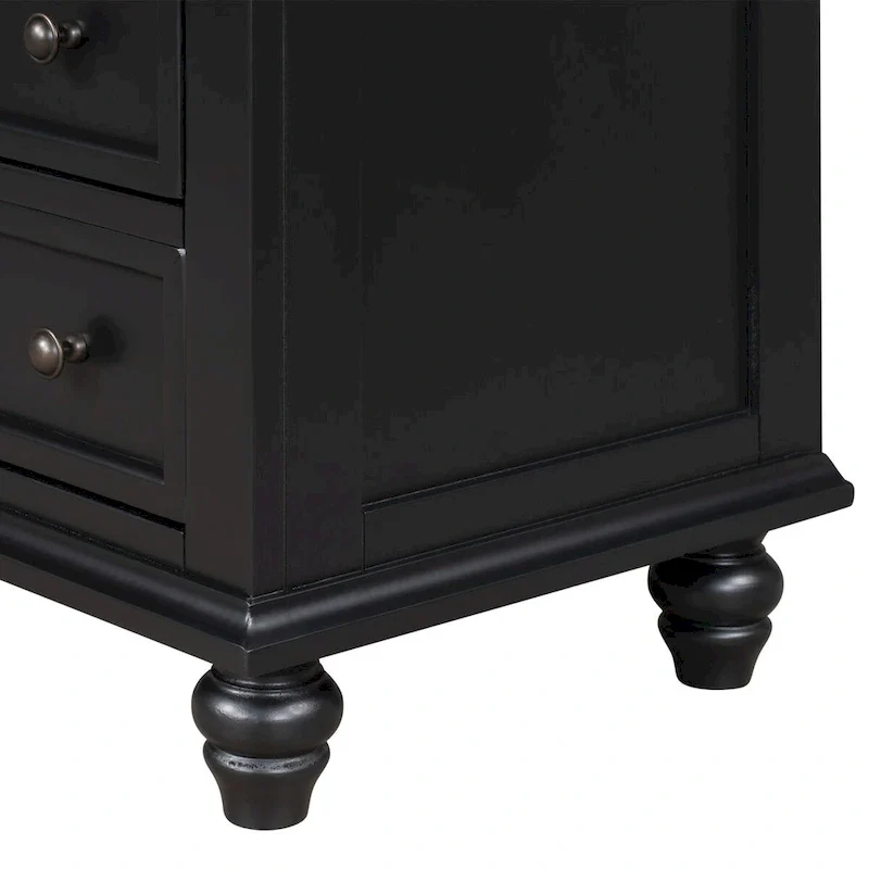 3-Drawer End Table - Solid Pine Wood Side Table with Pull-Out Tray, Ball Slide Drawers, Easy Assembly, 150 lbs Capacity