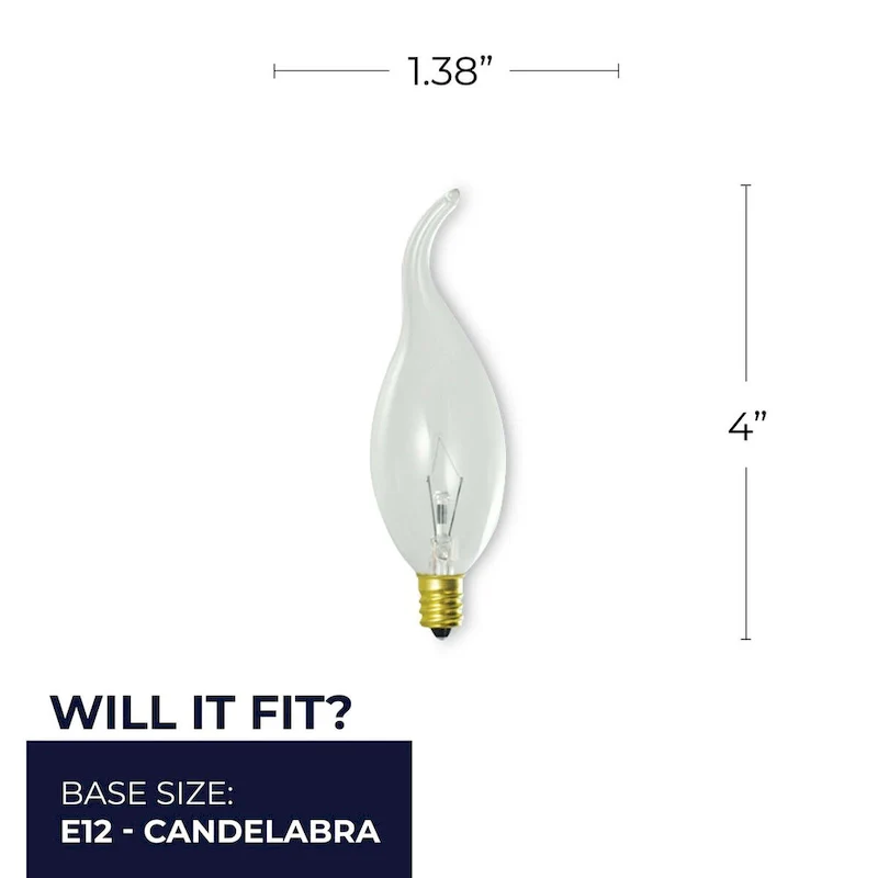 Bulbrite Pack of (14) 25 Watt Dimmable Clear CA11 Candelabra (E12) Incandescent Bulb