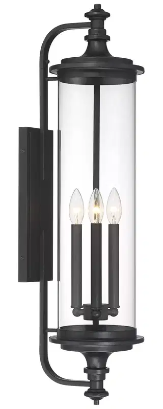 Possini Euro Design Medici 32 1/4 High Modern Outdoor Wall Light Fixture Mount Porch House Exterior Outside Edison Bulb Black Clear Glass Shade