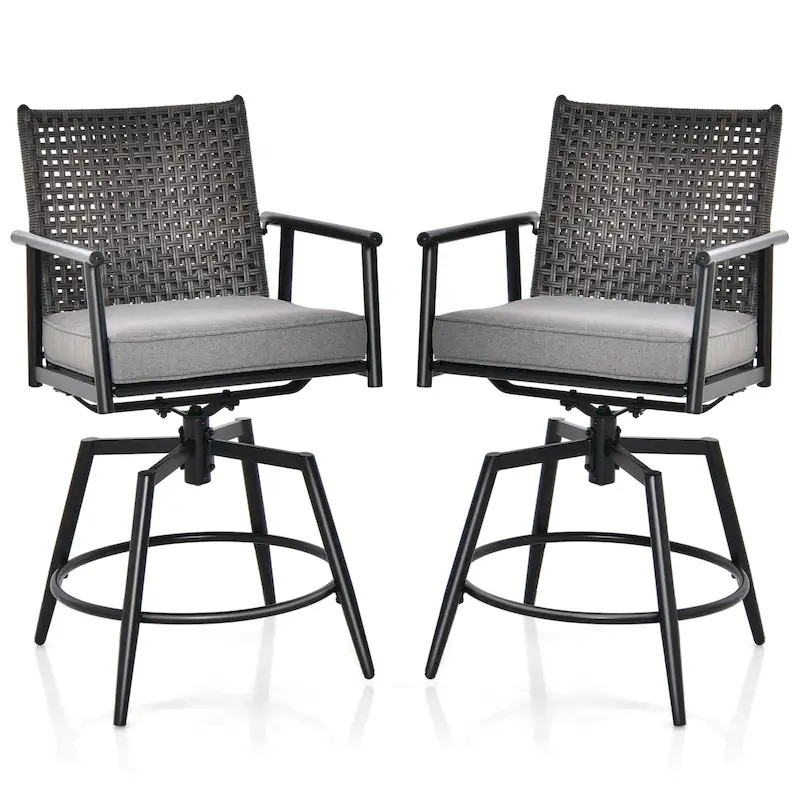 Costway 360 Swivel Bar Stool Set of 2 Counter Height Bar Chair with - See Details