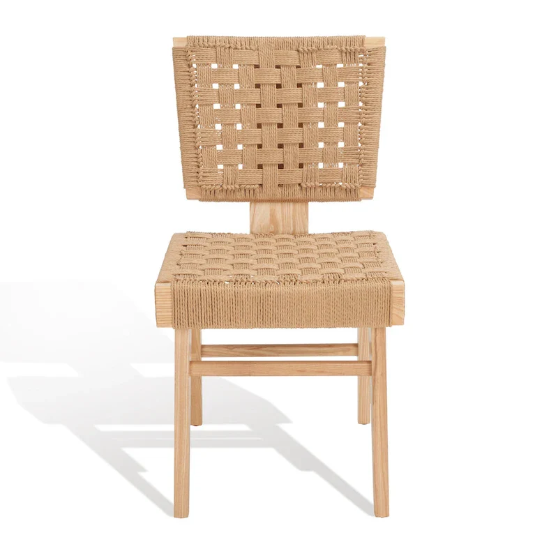 Woven Dining Chair Set of 2 - Natural Rattan Armless