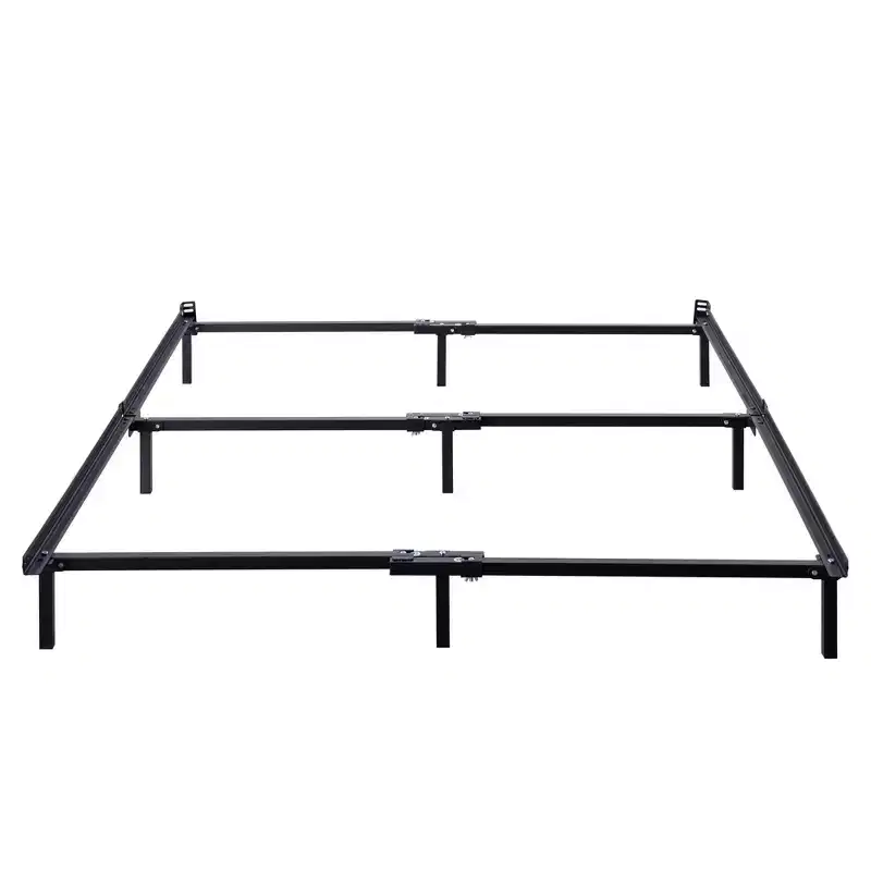 King 7" Compack Metal Bed Frame Black - Zinus: Steel Construction, 9-Leg Support, Toe-Friendly Design