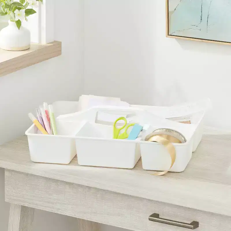 Divided Caddy Organizer White - Brightroom™: Utility Storage Cart, Polypropylene, Universal Storage, 1 Year Warranty