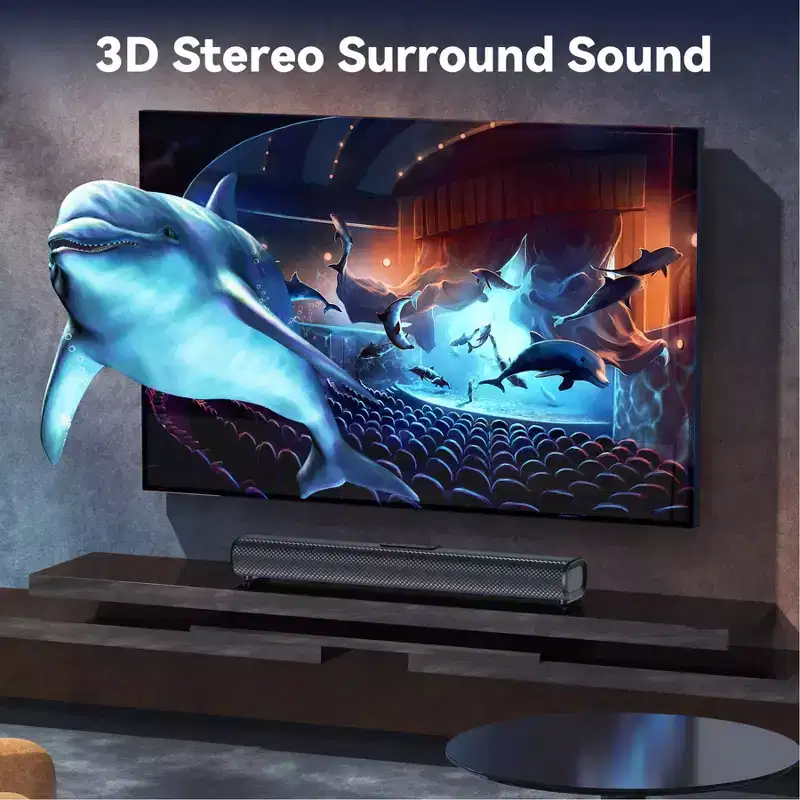 VEATOOL S20L Sound Bars for TV, 3D Surround Sound System TV Sound Bar, 2.1 ch Home Theater Audio with Built-in Subwoofer,50W TV Speakers