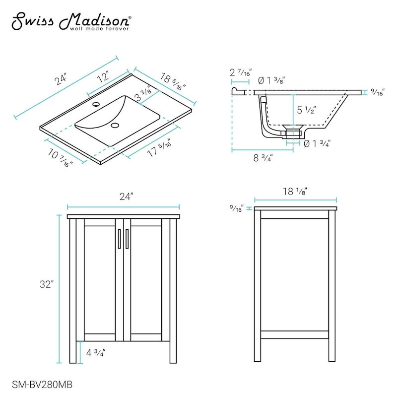 Avallon 24  Bathroom Vanity in Matte Black