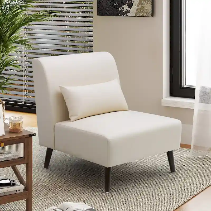 Accent Chair Upholstered Sofa Chair PU Faux Leather Wood Frame with Pillow - 28.74 W x 30.71 D x 31.50 H
