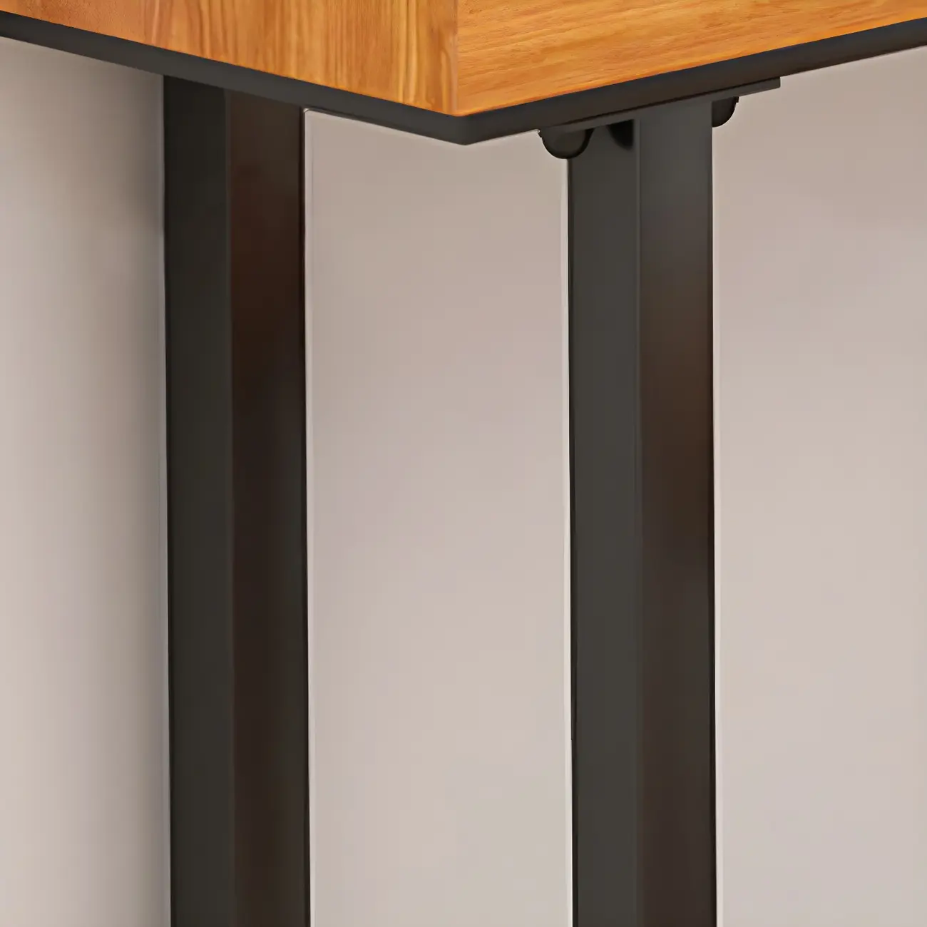 Modern L-Shape Natural Wood Metal Trestle Bar Tables