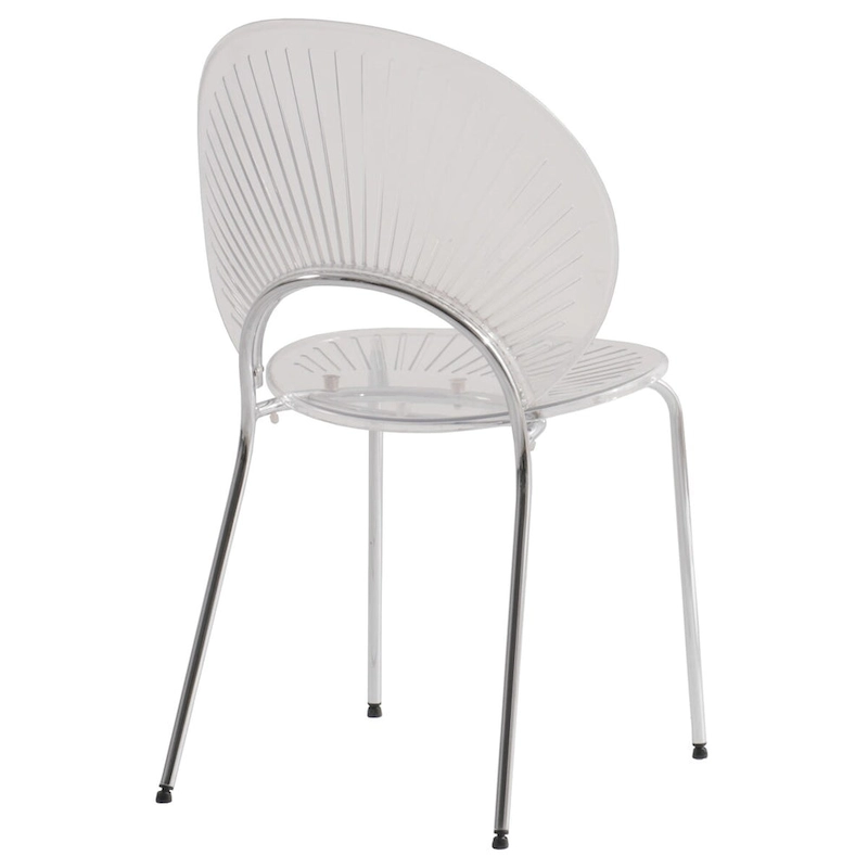 LeisureMod Opulent Plastic Dining Side Chair in Chrome Base