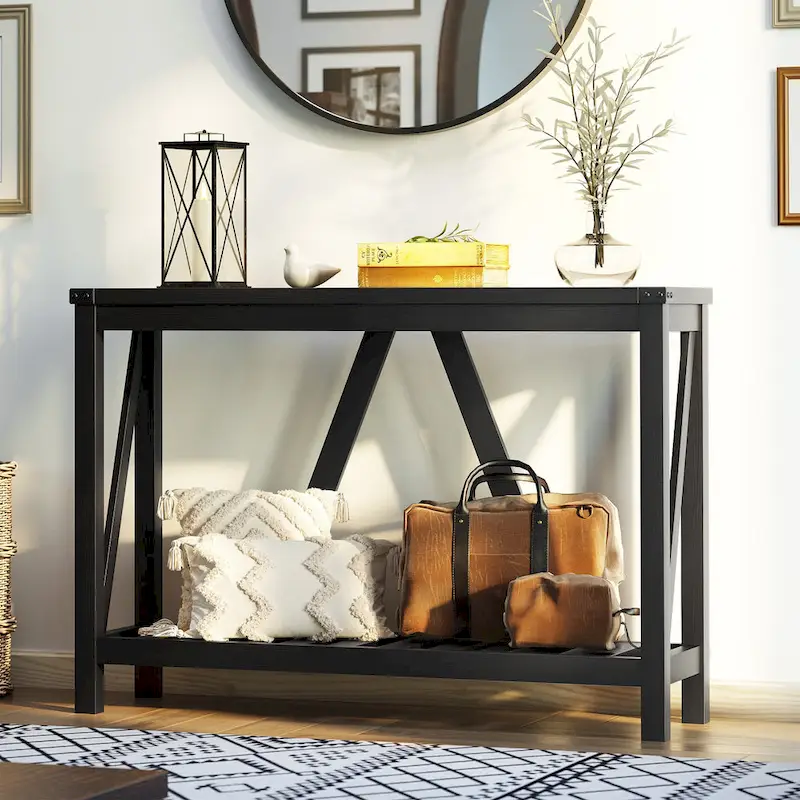 Pellebant A-frame Entry Console Table Long Sofa Table with Shelf - 45.27 in L x 13.98 in W x 31.88 in H