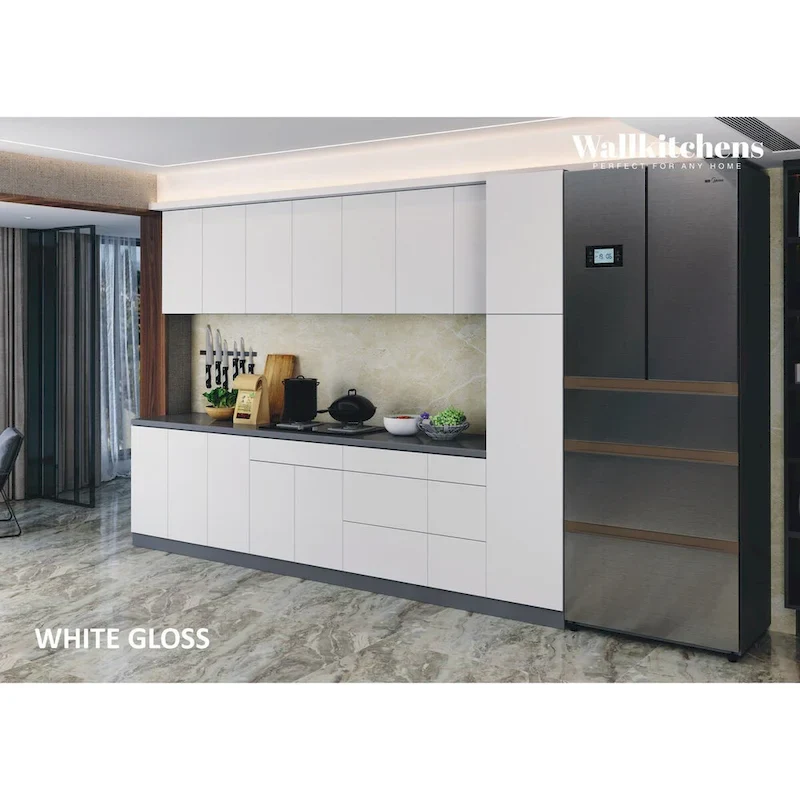 White Gloss Kitchen Base Cabinet 11Ft Wide (132x24)