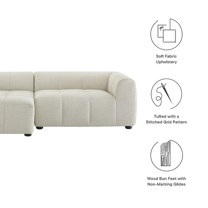 Liana Left-Facing Upholstered Fabric Modular Sofa with Chaise