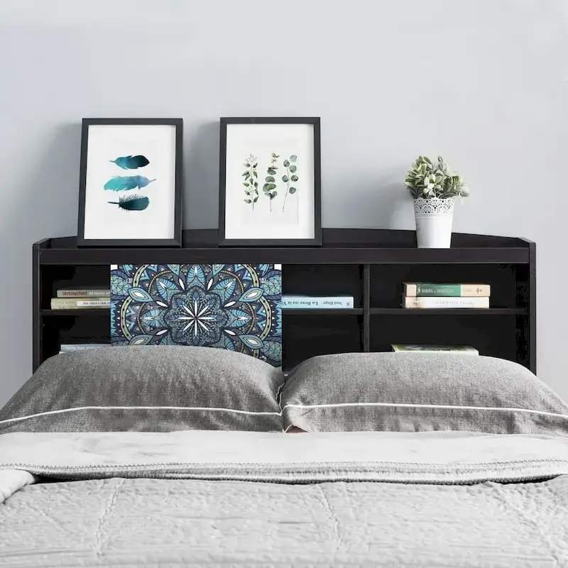 DH BASIC Contemporary Cappuccino 6-Shelf Headboard by Denhour