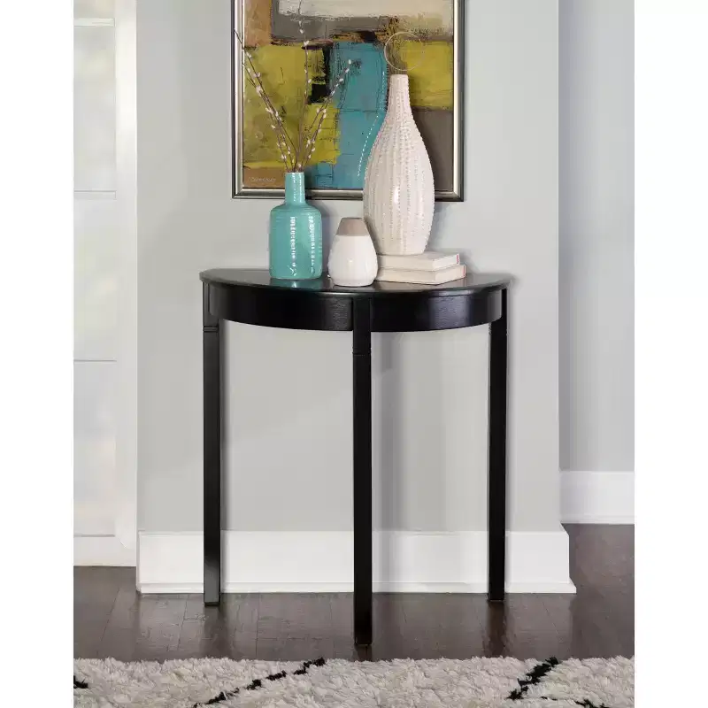 Camden Traditional Wood Demi Lune Console Table Black Cherry - Linon