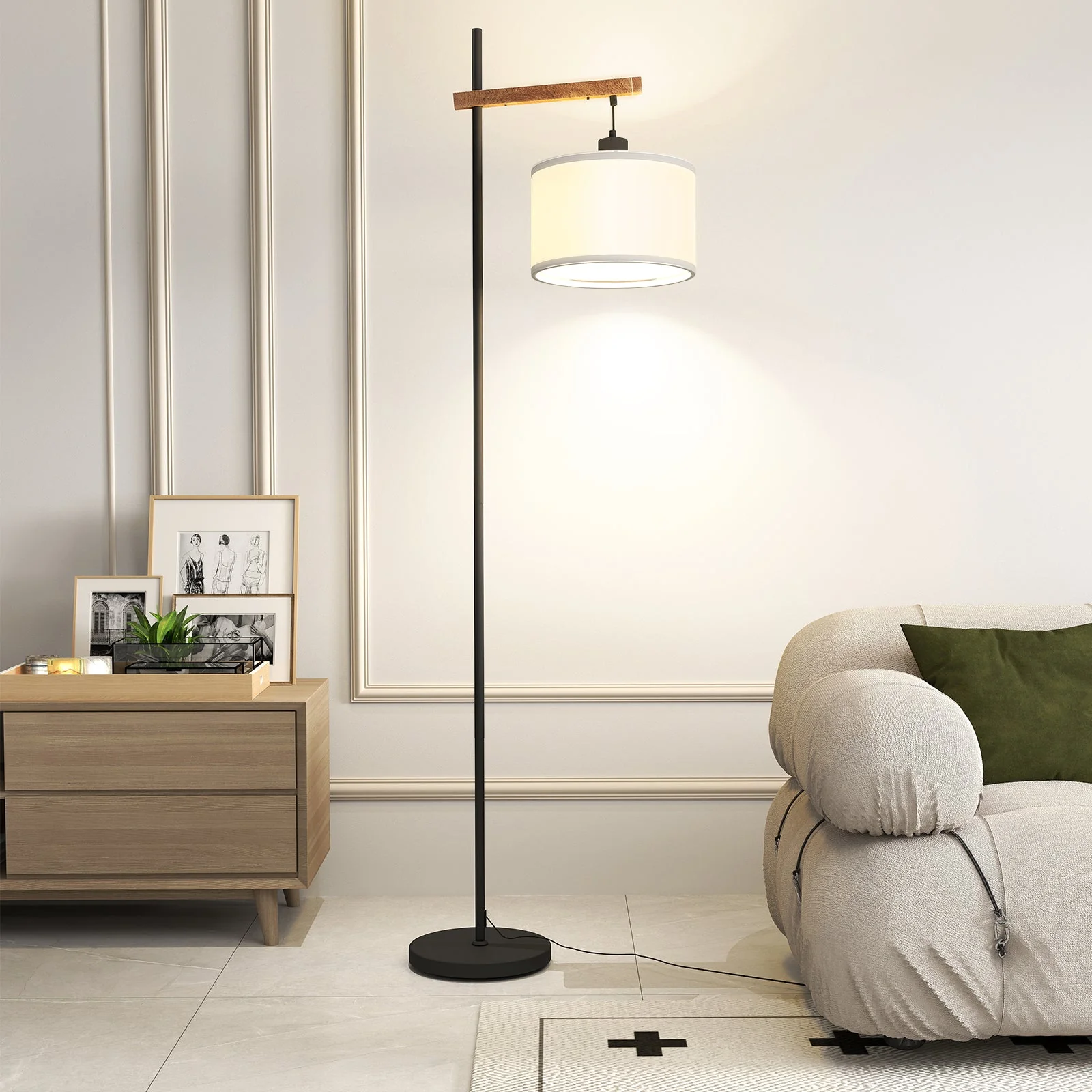 Classic Modern 61' Wood Arched Floor Lamp