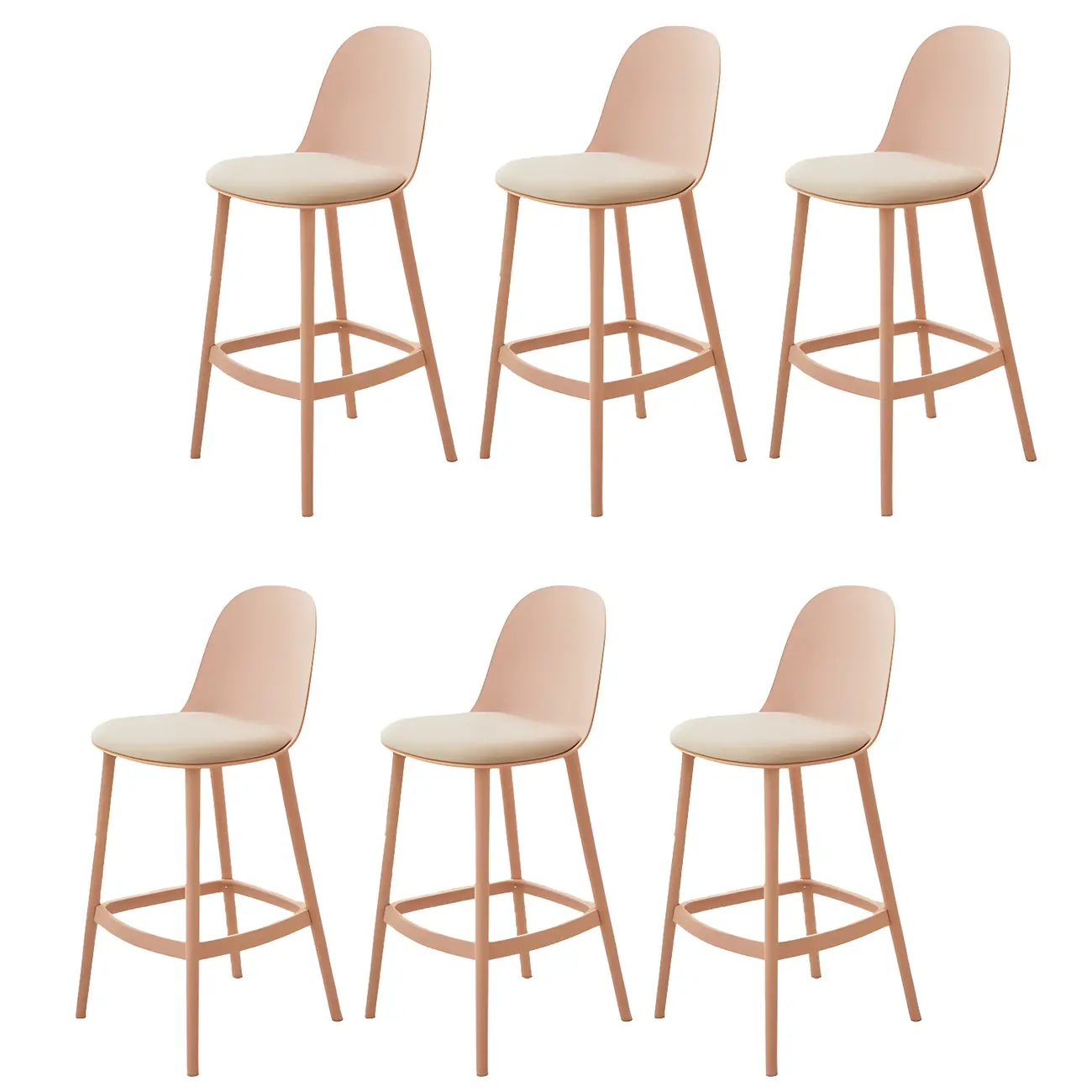 Modern Plastic Upholstered Bar Stool with Footrest