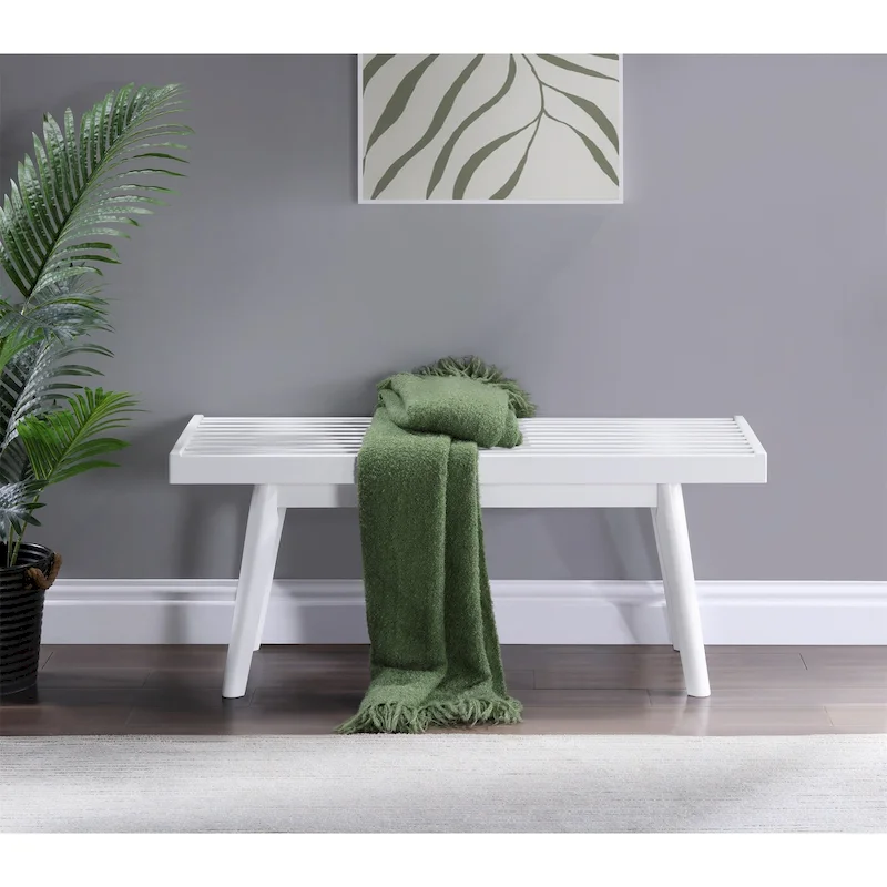 Solid Wood Slatted Bench