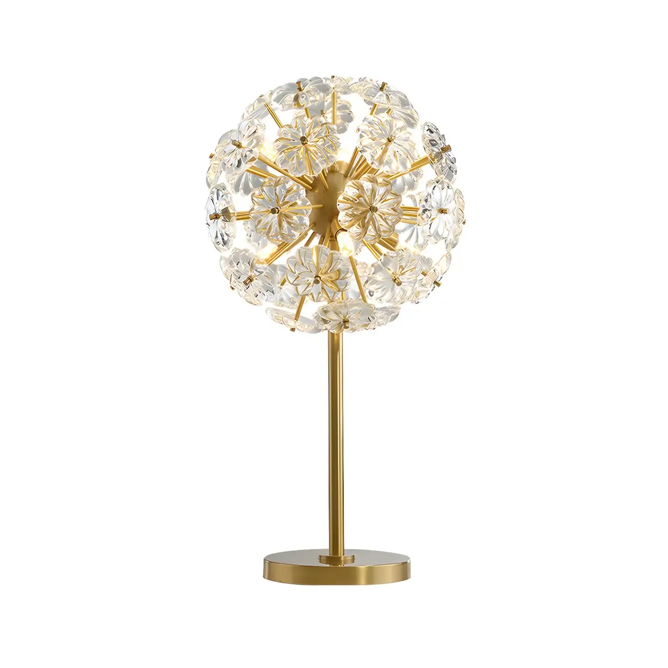 Modern Luxury Gold Flower Shape Crystal Table Lamp