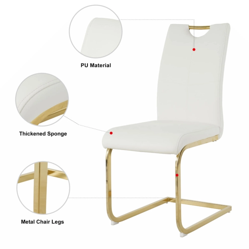 Dining Living Room Chairs Upholstered Chair with gold Metal Legs Design Set of 2