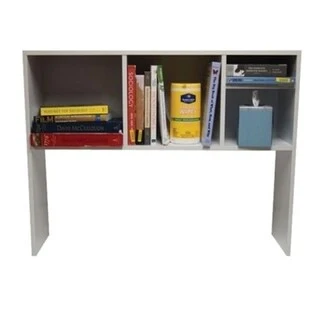 White Wood Desk Bookshelf with Storage Cubes