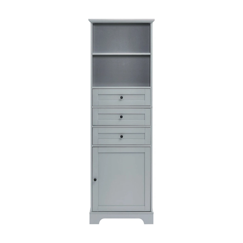 68 Tall Freestanding Bathroom Cabinet with 3 Drawers and Adjustable Shelves