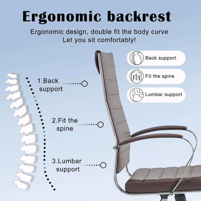 CAROCC Ribbed Computer Office Chair Adjustable Swivel High Back Desk Chair