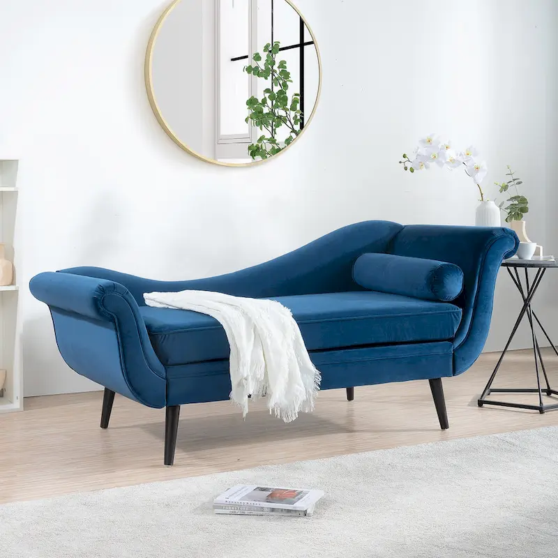 70.86-Inch Wide Chaise Lounge with Scroll Arm