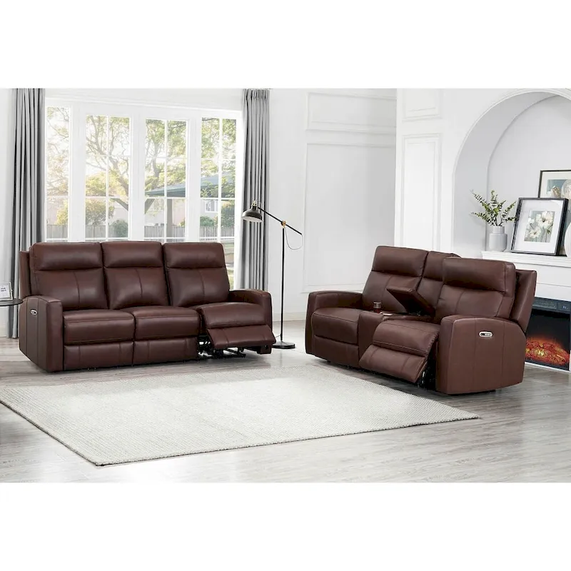 Hydeline Vienna Zero Gravity Power Recline and Headrest Top Grain Leather Sofa and Loveseat - Sofa, Loveseat