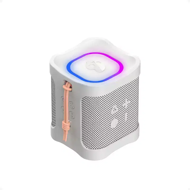 Skullcandy Terrain Mini 2 Wireless Bluetooth Speaker, IPX7 Water Resistant, 14H Battery, Multi-Link, LED Light Show, Portable, Bone