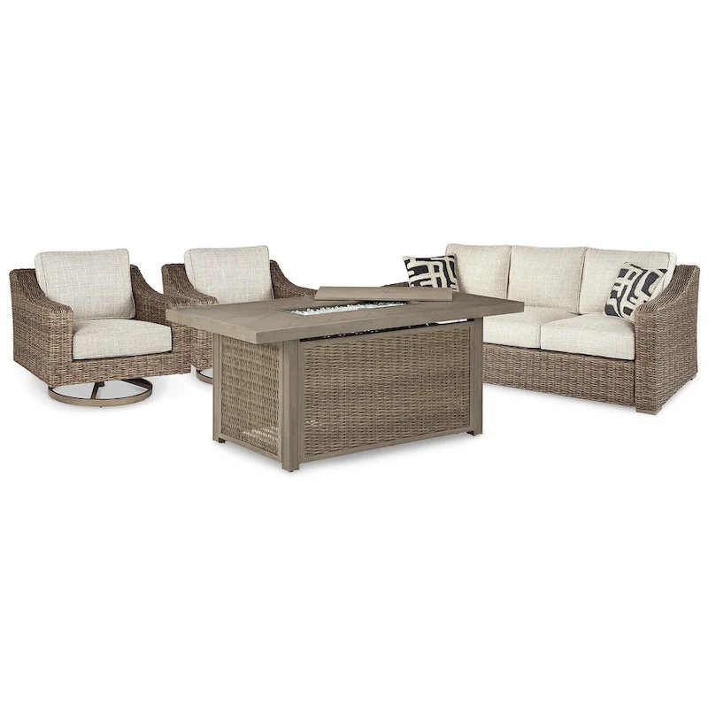 Signature Design by Ashley Beachcroft Brown/Beige 4-Piece Outdoor Seating Package - 83