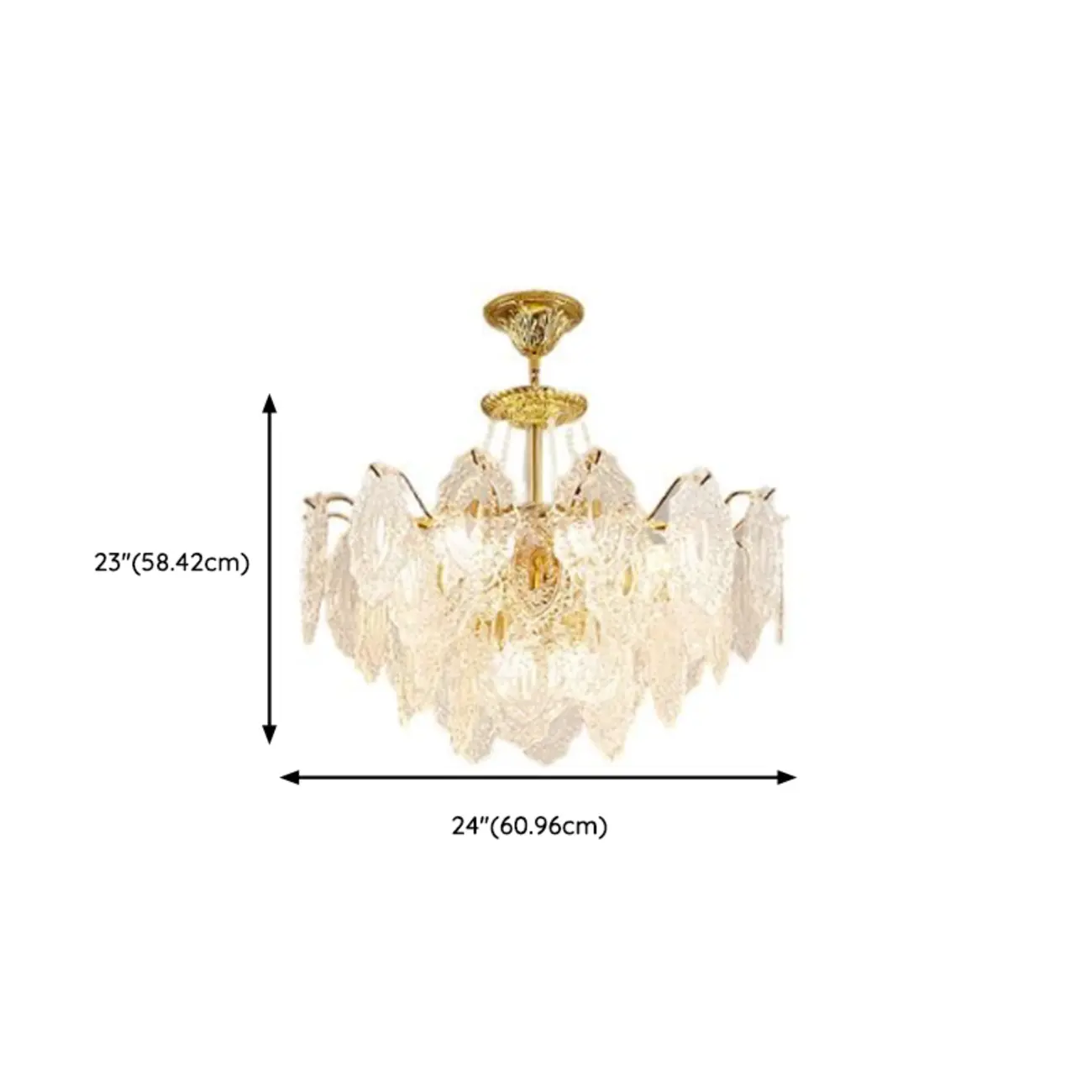 Luxurious Gold Crystal Leaf Round Pendant Chandelier