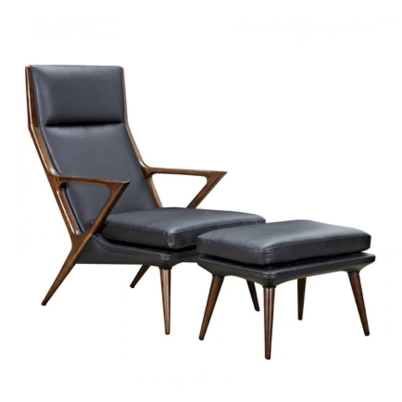 Modrest Fulton Modern Black Lounge Chair & Ottoman
