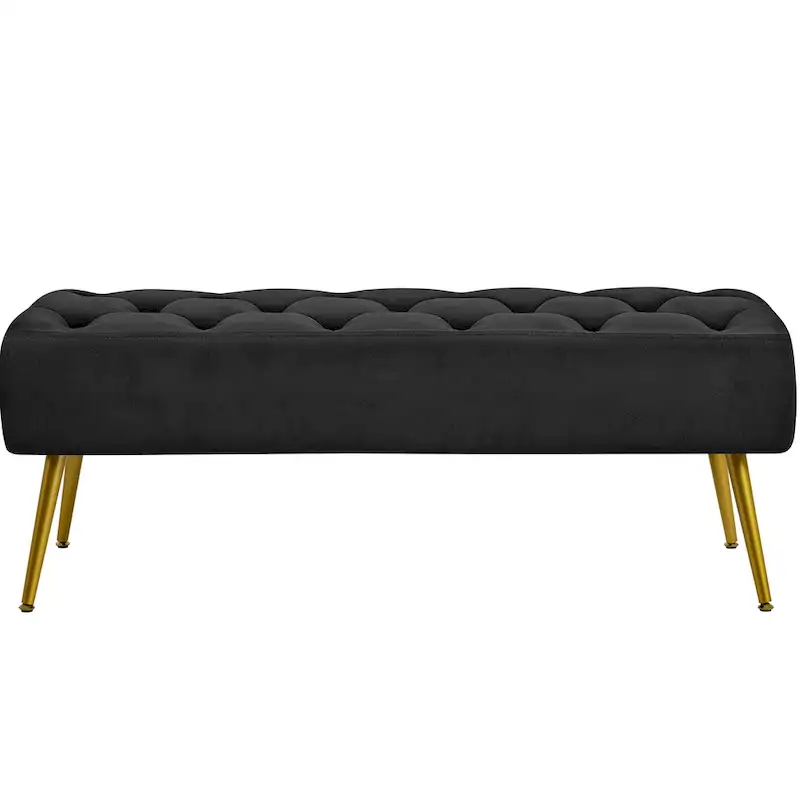 Upholstered Footstool Velvet Ottoman Button-Tufted Table Bench - 451617