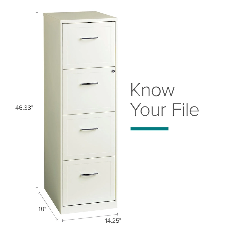Space Solutions Pearl White 4 Drawer Metal Vertical File Cabinet