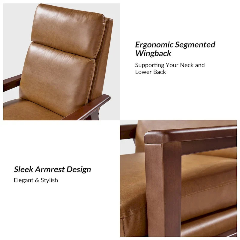 Patrick Mid-century Vegan Leather Solid Wood Recliner Set of 2 by HULALA HOME