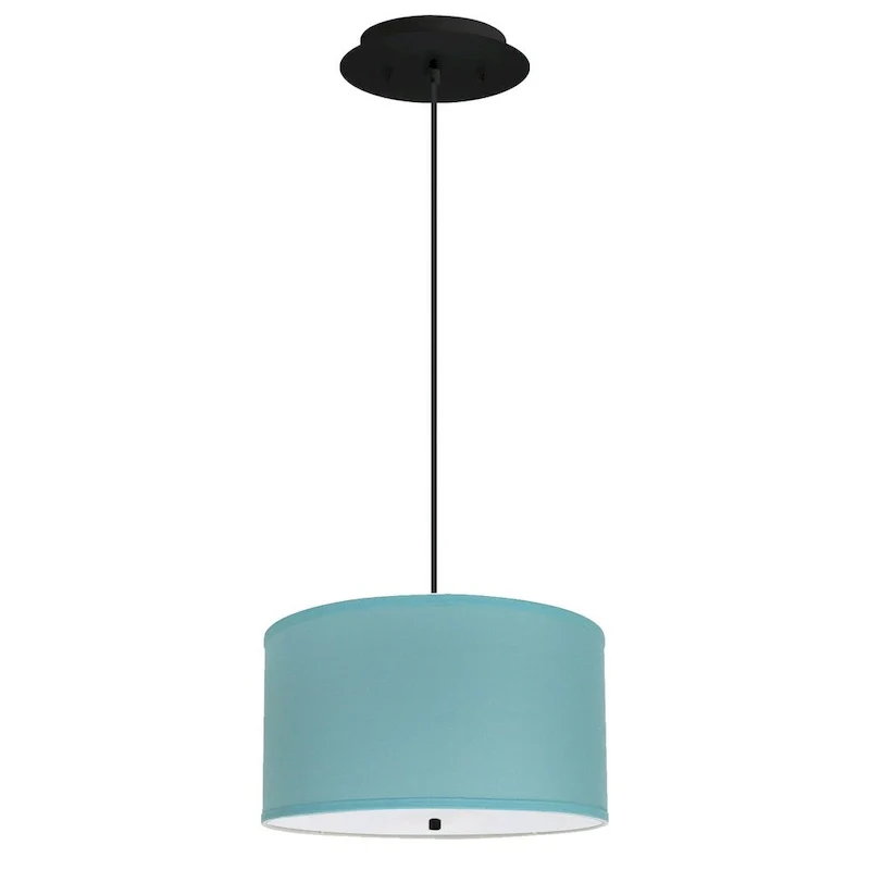 14  W 2 Light Pendant Island Paridise Blue Shade with Diffuser, Black Cord