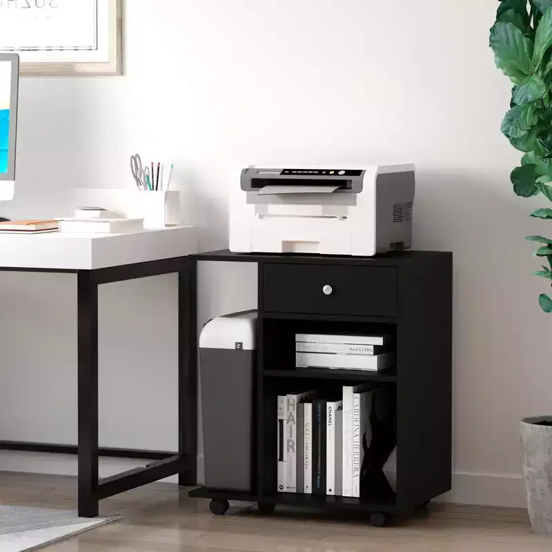 Vinsetto Mobile Printer Stand, Rolling File Cabinet Cart with Wheels, Adjustable Shelf, Drawer and CPU Stand